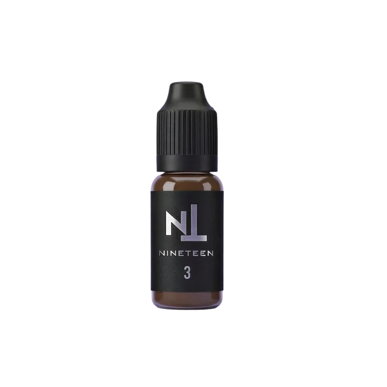 NINETEEN PIGMENTS NT-3 Castano professional medium brown eyebrow permanent makeup pigment bottle.