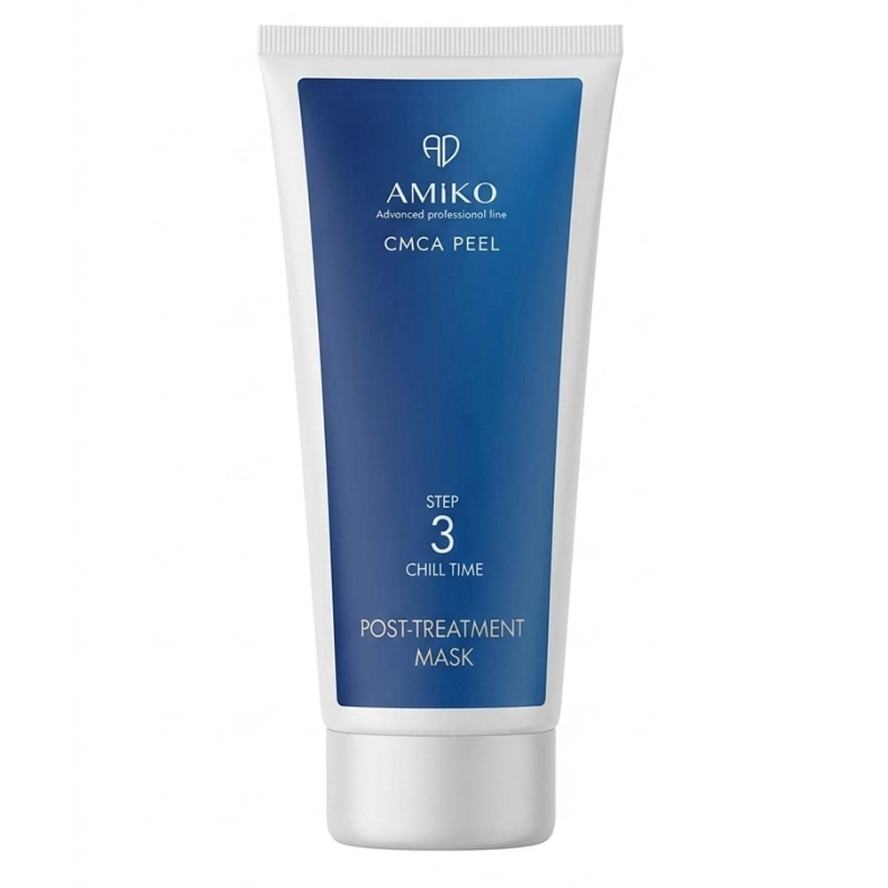 AMIKO Post Treatment Mask 200ml salon-size bottle, a calming professional skin recovery cream for post-procedure application.
