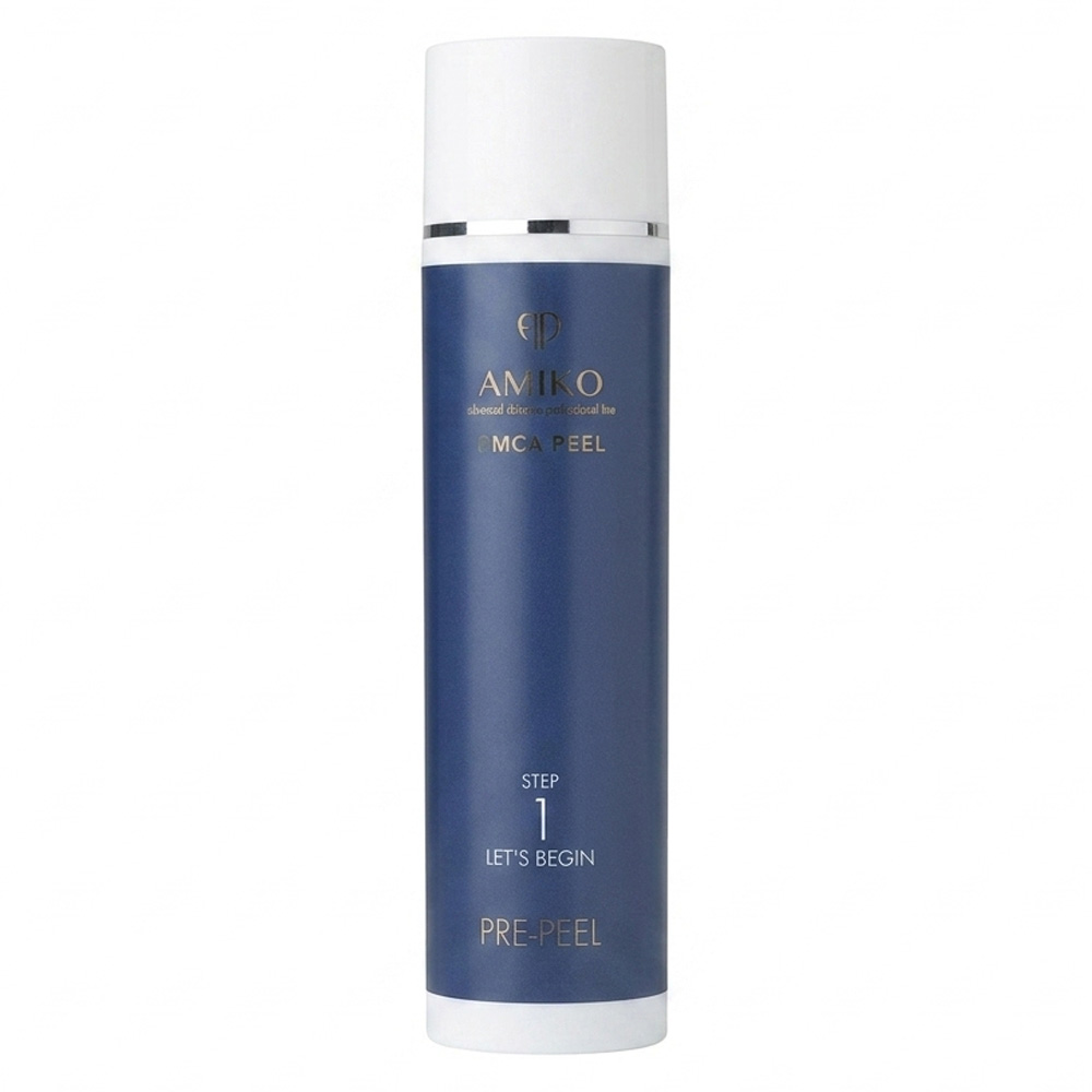 AMIKO Pre Peel Gel 200ml professional clinic bottle, an AHA acid skin preparation gel to optimize chemical peel treatments.