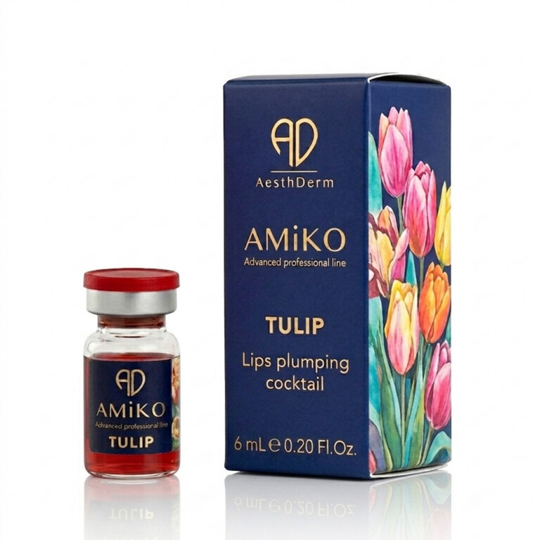 AMIKO Tulip Lip Booster 1x4ml single vial, a professional microneedling and mesotherapy treatment formulated to plump and deeply condition lip tissue.