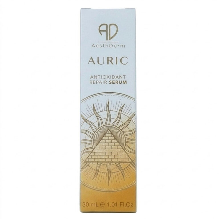 Aesthderm AURIC Serum 30ml bottle with dropper, an intensive clinical treatment for cellular skin redermalisation and anti-aging.