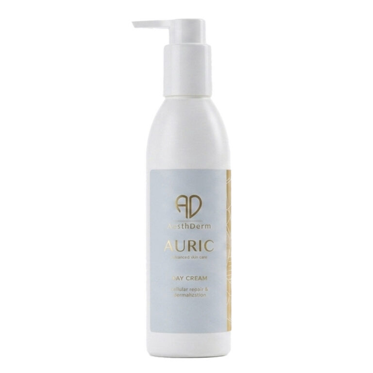Professional salon-size 200ml bottle of Aesthderm AURIC Post Treatment Cream for advanced cellular skin redermalisation after aesthetic clinic procedures.