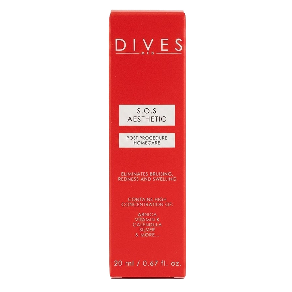 DIVES MED S.O.S Aesthetic Post Procedure Homecare 20ml tube, a professional recovery cream-gel for calming skin after microneedling, laser, and injection treatments.