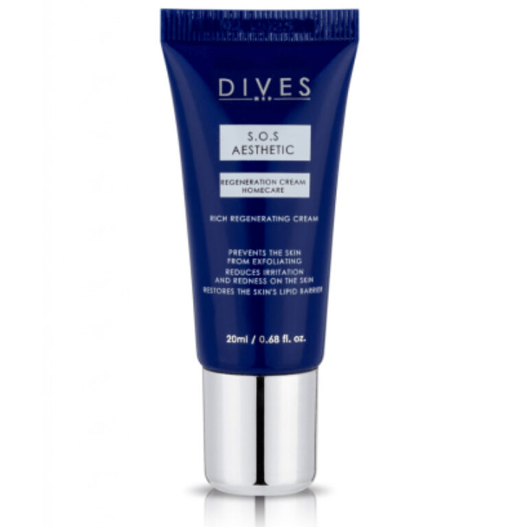 DIVES MED S.O.S Aesthetic Regeneration 20ml tube, a professional-grade post-procedure cream designed to calm tissue irritation and accelerate epidermal repair.